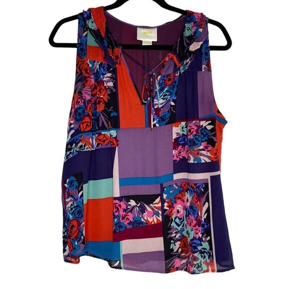 Maeve x Anthropologie Anderson Patchwork Floral Color Block Blouse Medium - Picture 1 of 9
